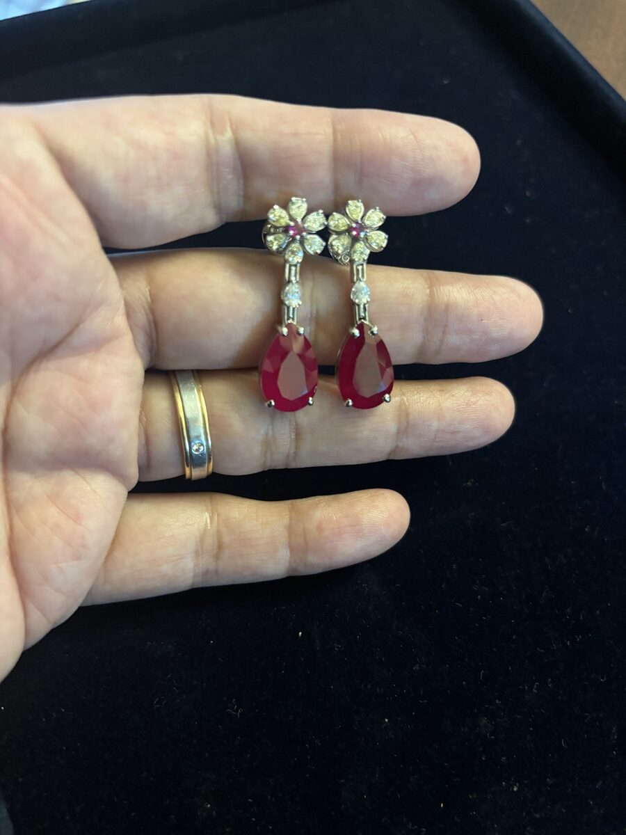 Ruby-toned drop earrings